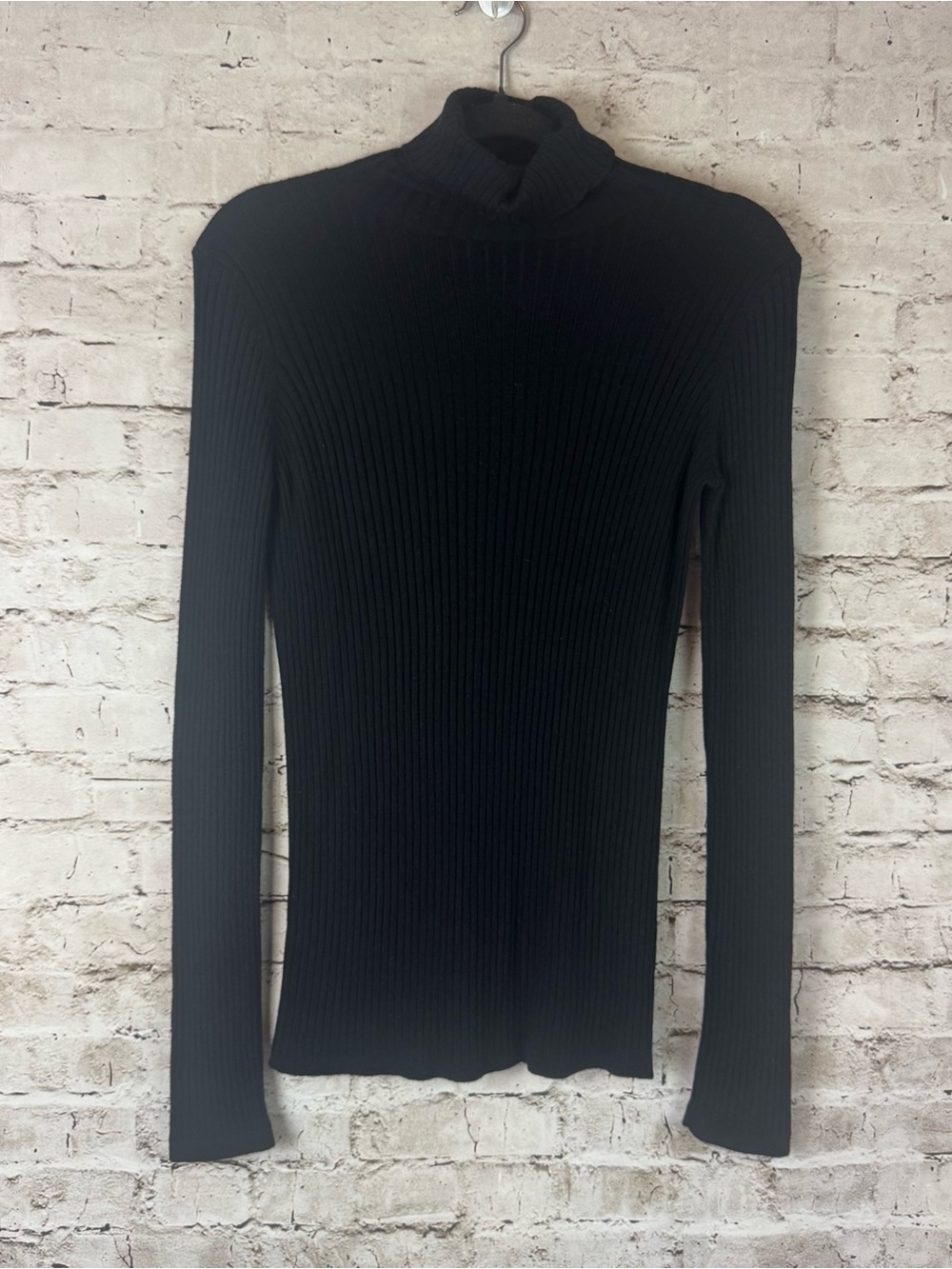VINCE Women's Large Black RIbbed Turtleneck Sweater Cashmere Blend 73521 Soft Lg